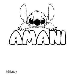 Coloraci&oacute;n del nombre AMANI - decorado Stitch