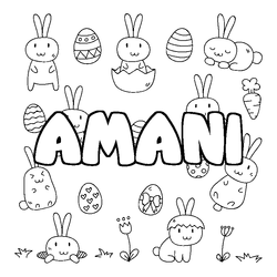 Coloraci&oacute;n del nombre AMANI - decorado Pascua