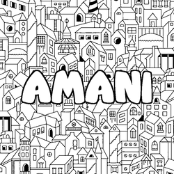 Coloraci&oacute;n del nombre AMANI - decorado ciudad