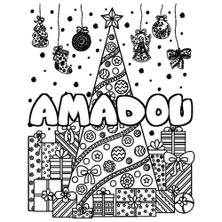 Coloraci&oacute;n del nombre AMADOU - decorado &aacute;rbol de Navidad y regalos