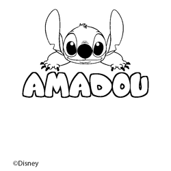 Coloraci&oacute;n del nombre AMADOU - decorado Stitch