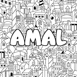 Coloraci&oacute;n del nombre AMAL - decorado ciudad