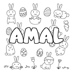 Coloraci&oacute;n del nombre AMAL - decorado Pascua