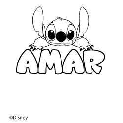Coloraci&oacute;n del nombre AMAR - decorado Stitch