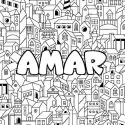 Coloraci&oacute;n del nombre AMAR - decorado ciudad