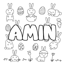 Coloraci&oacute;n del nombre AMIN - decorado Pascua