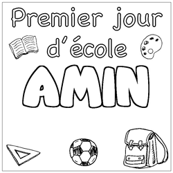 Coloraci&oacute;n del nombre AMIN - decorado primer d&iacute;a de escuela