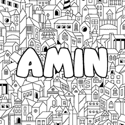 Coloraci&oacute;n del nombre AMIN - decorado ciudad