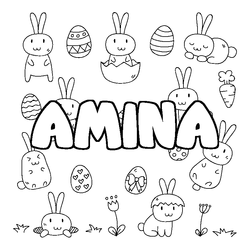Coloraci&oacute;n del nombre AMINA - decorado Pascua