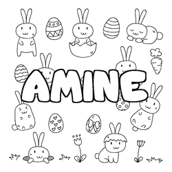 Coloraci&oacute;n del nombre AMINE - decorado Pascua