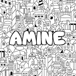 Coloraci&oacute;n del nombre AMINE - decorado ciudad