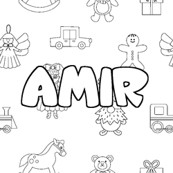 Coloraci&oacute;n del nombre AMIR - decorado juguetes
