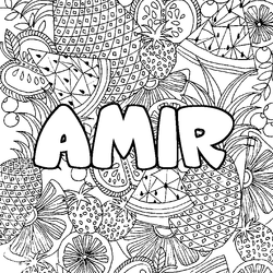 Coloraci&oacute;n del nombre AMIR - decorado mandala de frutas