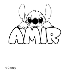 Coloraci&oacute;n del nombre AMIR - decorado Stitch