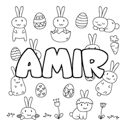 Coloraci&oacute;n del nombre AMIR - decorado Pascua