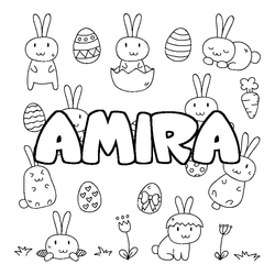 Coloraci&oacute;n del nombre AMIRA - decorado Pascua
