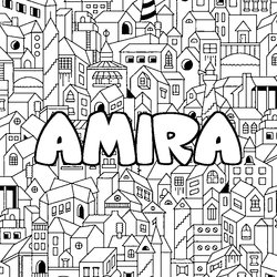 Coloraci&oacute;n del nombre AMIRA - decorado ciudad
