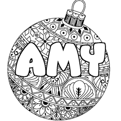 Coloraci&oacute;n del nombre AMY - decorado bola de Navidad