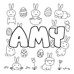 Coloraci&oacute;n del nombre AMY - decorado Pascua
