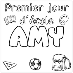 Coloraci&oacute;n del nombre AMY - decorado primer d&iacute;a de escuela