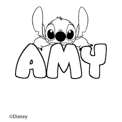 Coloraci&oacute;n del nombre AMY - decorado Stitch