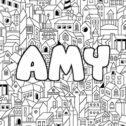 Coloraci&oacute;n del nombre AMY - decorado ciudad