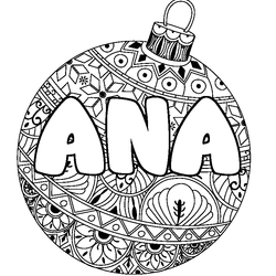 Coloraci&oacute;n del nombre ANA - decorado bola de Navidad