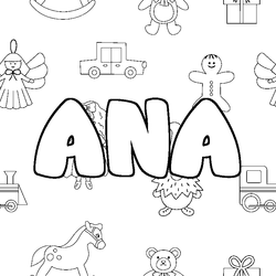 Coloraci&oacute;n del nombre ANA - decorado juguetes