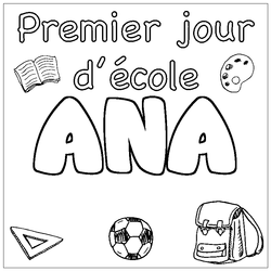 Coloraci&oacute;n del nombre ANA - decorado primer d&iacute;a de escuela
