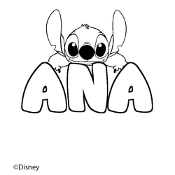 Coloraci&oacute;n del nombre ANA - decorado Stitch