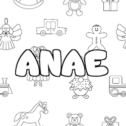 Coloraci&oacute;n del nombre ANAE - decorado juguetes