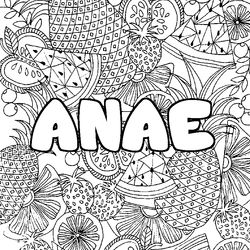 Coloraci&oacute;n del nombre ANAE - decorado mandala de frutas