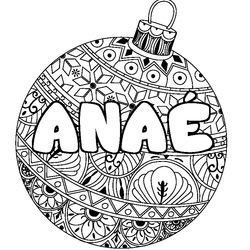 Coloraci&oacute;n del nombre ANA&Eacute; - decorado bola de Navidad