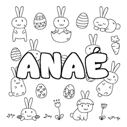 Coloraci&oacute;n del nombre ANA&Eacute; - decorado Pascua