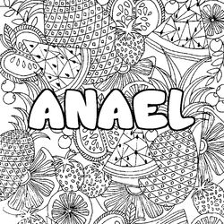 Coloraci&oacute;n del nombre ANAEL - decorado mandala de frutas
