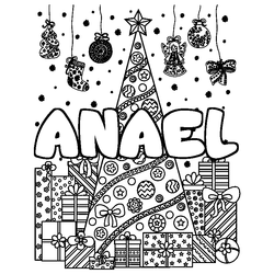 Coloraci&oacute;n del nombre ANAEL - decorado &aacute;rbol de Navidad y regalos