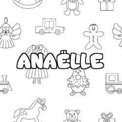 Coloraci&oacute;n del nombre ANA&Euml;LLE - decorado juguetes