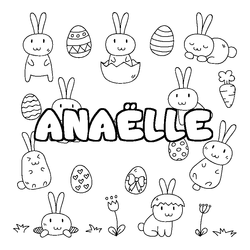Coloraci&oacute;n del nombre ANA&Euml;LLE - decorado Pascua
