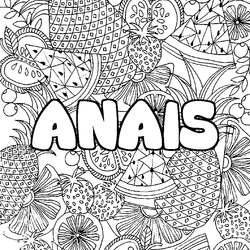 Coloraci&oacute;n del nombre ANAIS - decorado mandala de frutas