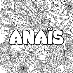 Coloraci&oacute;n del nombre ANA&Iuml;S - decorado mandala de frutas