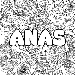 Coloraci&oacute;n del nombre ANAS - decorado mandala de frutas