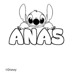 Coloraci&oacute;n del nombre ANAS - decorado Stitch