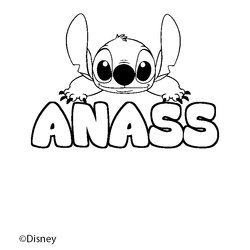 Coloraci&oacute;n del nombre ANASS - decorado Stitch
