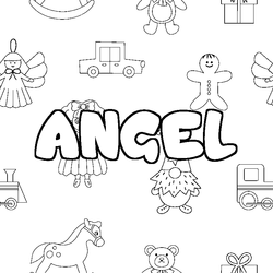 Coloraci&oacute;n del nombre ANGEL - decorado juguetes