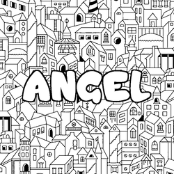 Coloraci&oacute;n del nombre ANGEL - decorado ciudad