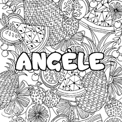 Coloraci&oacute;n del nombre ANG&Egrave;LE - decorado mandala de frutas