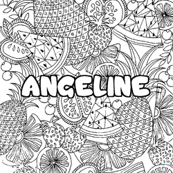 Coloraci&oacute;n del nombre ANGELINE - decorado mandala de frutas