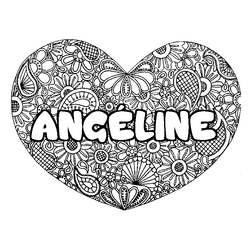 Coloraci&oacute;n del nombre ANG&Eacute;LINE - decorado mandala de coraz&oacute;n