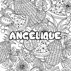 Coloraci&oacute;n del nombre ANG&Eacute;LIQUE - decorado mandala de frutas