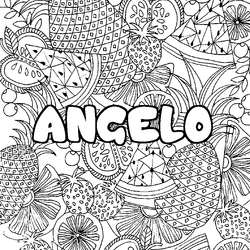 Coloraci&oacute;n del nombre ANGELO - decorado mandala de frutas